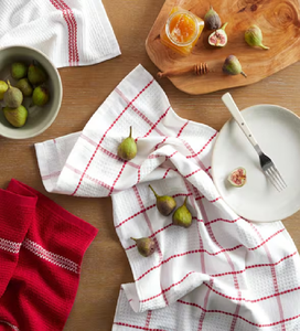 Serviette de cuisine en coton gaufré à carreaux multicolores (rouge, bleu, vert), disponible à prix de gros. - Product Image 4