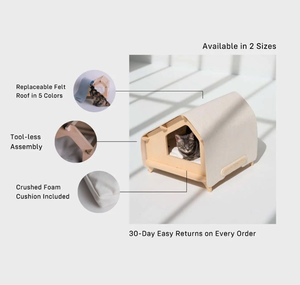 Maison pour chat en bois avec toit en toile XWOOD, abri intérieur confortable pour chats, matériau doux et base en bois massif - Product Image 4