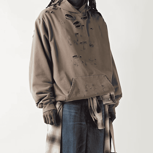 Top <b>Trendy</b> Men Distressed Winter <b>Hoodie</b> Heavyweight 100% Cotton Streetwear Custom Logo Option OEM ODM Wholesale Factory Direct - Product Image 2