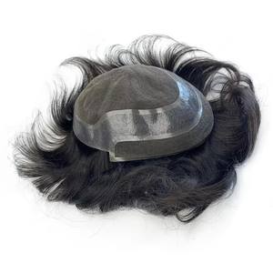 Pelucas frontales de cabello humano Remy brasileño con cierre en V para hombre, reemplazo de línea frontal, tupé con base de seda, onda natural/liso - Product Image 6