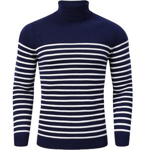 Top tendance nouvelle mode hommes chaud à manches longues pull à col roulé tricoté coton respirant pull automne chandails - Product Image 1