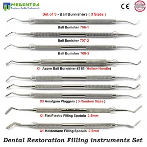 Conjunto de espátulas plásticas para laboratório dentário Heideman, instrumentos de enchimento para dentes, conjunto com 9 peças, espátulas planas e reparadoras