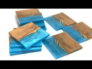 Juego de posavasos de resina de calidad CHOICE con efecto océano decorativo cuadrado redondo posavasos de resina de madera epoxi de Craftsy Home - Product Image 3