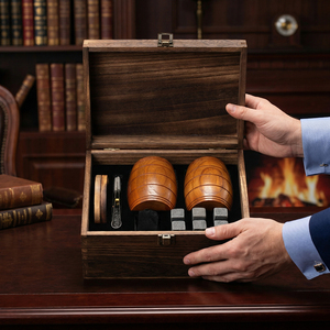Ensemble <span class=keywords><strong>de</strong></span> 2 verres à whisky en bois brûlé, verres à bourbon durables pour hommes, verres à whisky isolés <span class=keywords><strong>de</strong></span> style old fashioned, cadeaux pour mari, papa - Product Image 3