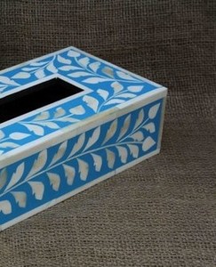 Vente en gros Boîte à mouchoirs en bois incrustée d'os faite à la main Couverture décorative de luxe pour les maisons, les hôtels et les bureaux - Product Image 5