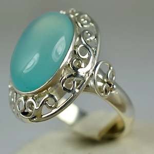 Navya <b>Craft</b> Handmade 925 Sterling Silver Boho <b>Ring</b> March Birthstone Chalcedony <b>Ring</b> with Custom US Size Navya <b>Craft</b> Jewelry - Product Image 3