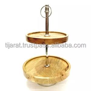 Piédestal de gâteau et de Dessert en bois de forme ronde élégante, support de gâteau en bois, plateau de Dessert pour la pâtisserie de gâteau de tasse, etc. - Product Image 2