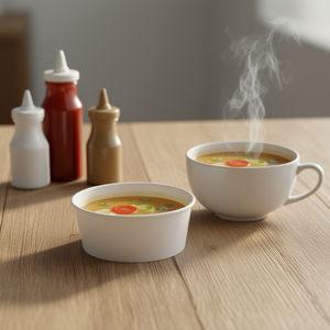 Bols à soupe jetables blancs de 8 oz pour servir des soupes, des boissons et plus encore - Product Image 3