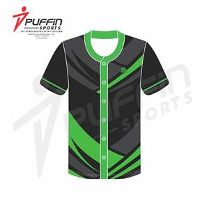 Ensemble d'uniformes de baseball personnalisés en gros, respirants, à boutons intégraux, 100 % polyester, imprimés par transfert thermique, col en V, tissu 220g, pour équipe personnalisée - Product Image 5