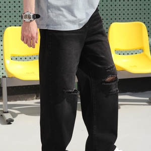 กางเกงยีนส์โอเวอร์ไซส์ผู้ชายทรงสลิมฟิตแฟชั่นแบบลำลองเอวสูงน้ำหนักเบาออกแบบโลโก้ได้ตามต้องการ - Product Image 6