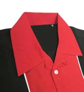 Chemise de bowling vintage pour homme avec panneau vertical contrasté, détails de passepoil blanc, col ouvert et tissu respirant performant - Product Image 3