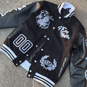 Veste de baseball pour homme, de haute qualité, écologique, coupe-vent, hiver, broderie chenille, laine, fabrication OEM - Product Image 4