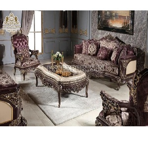ชุดโซฟา8ที่นั่งสไตล์ยุโรปสำหรับนักออกแบบวิลล่าดีไซน์ราชวงศ์ชุดโซฟาไม้เนื้อแข็งบาร็อคทำด้วยมือ - Product Image 1