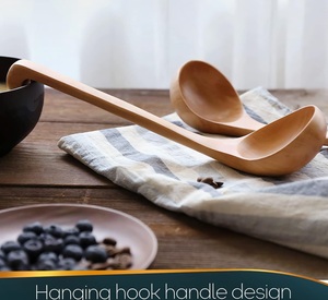 Cuchara de madera Cucharón de sopa Grande-Cuchara de madera natural Cucharas de mango largo para juego de cocina Cuchara de medida Cuchara-Madera resistente - Product Image 6