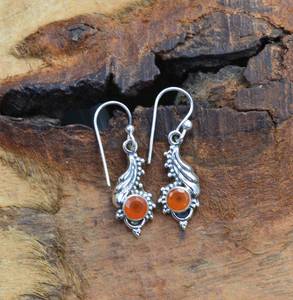 Pendientes de gota de piedras preciosas facetadas de Plata de Ley 925 chapados en oro cornalina roja, regalo de joyería hecho a mano para Aniversario de fiesta de boda - Product Image 3