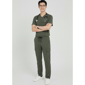 Conjunto de exfoliante médico para hombre de tela transpirable resistente a la decoloración con cuello en V exfoliante superior resistente a las arrugas uniformes de enfermería tejidos mayorista - Product Image 1