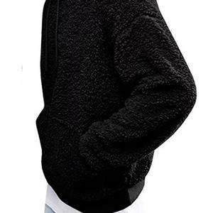 Black Sherpa Satin <b>Lined</b> Hoodie Heavy Weight <b>Men</b> Outdoor Running Sports Wear Breathable Winter <b>Men</b> <b>Hoodies</b> Made By Dikson Sports - Product Image 3