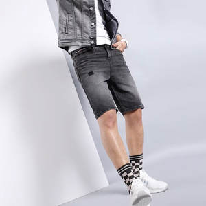 "Shorts pour hommes shorts pour hommes noir lavé Denim longueur au genou décontracté vêtements d'été" - Product Image 2
