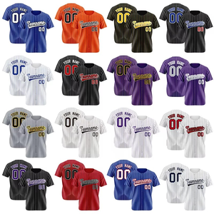 Vente en gros de maillots de baseball rétro personnalisés pour hommes imprimés numériquement à rayures avec logo brodé et numéro Vêtements de football - Product Image 3