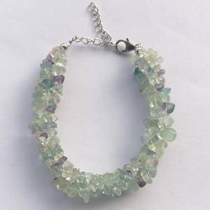 หินฟลูออไรต์สีเขียวธรรมชาติขนาด 4 มม. 6 มม. 8 มม. แบบไม่เจียระไน ร้อยเป็นเส้นแบบเชือกเกลียว สร้อยข้อมือพร้อมตัวล็อคเงินแท้ ชุบทอง เป็นของขวัญ - Product Image 3