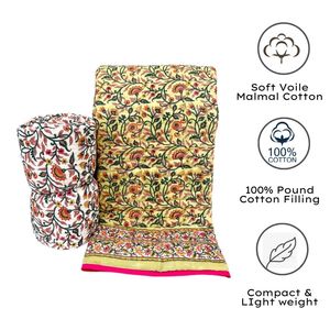 Bloque de mano Impreso 100% Algodón Edredón Amarillo Floral AC Edredón Verano Estilo bohemio Jaipuri Edredón Artesano Diseñado para hoteles - Product Image 4