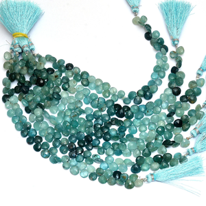 AAA Grandidierite 5mm-6mm Facetado Corazón Briolette Beads | 8 "Strand | Natural Rare Grandidierite Semi Precious Gemstone Briolette - Product Image 1