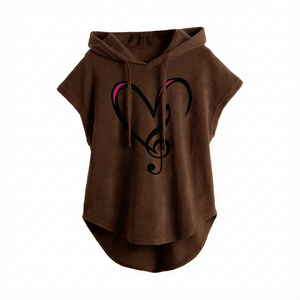 Sweats à capuche pour femmes élégants sans manches à ourlet rond Couleurs personnalisées Tailles Logo Coton de haute qualité Prix de gros en vrac Sweats à capuche - Product Image 3