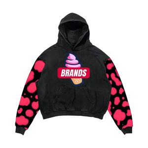 2026 OEM Custom Men's Oversize French Terry Cotton Fabric Acid Wash Distressed Hoodie With Raw Hem - Product Image 2