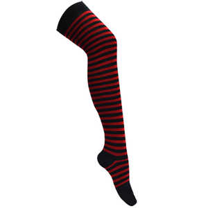 ถุงเท้าเดรสลายทางสีแดงและสีดำสำหรับวันฮาโลวีนของเมเดียตา อะคริลันสำหรับสวมใส่ทุกวัน - Product Image 1