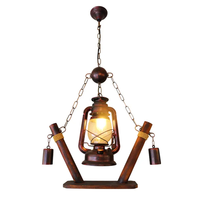 creative american industrial bar cafe wrought iron decorative retro vintage rope cage led chandeliers pendant lights