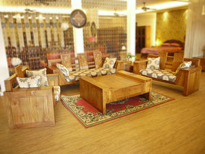 Juego de Sofás Seccionales Chinos de Teca con Patas en Forma de M, Tallados, con Sillas y Mesas de Centro para Sala de Estar - Product Image 4