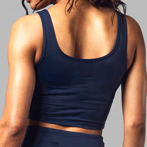 สปอร์ตบราสวมใส่สบายสีกรมท่าเสื้อมีแผ่นรูปตัวยูเสื้อยืดโยคะไร้สายพิมพ์โลโก้สำหรับเด็กผู้หญิง - Product Image 5