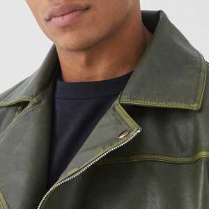Veste en cuir pour hommes à emballage personnalisé imperméable de bonne qualité concevez votre propre industrie tendance veste en cuir de motard pour hommes - Product Image 5