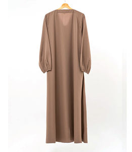 Vente en gros personnalisé Abaya ethnique en coton pour femme musulmane avec imprimé uni Abaya pour femme avec écharpe pour femme de luxe - Product Image 3