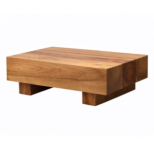 Table basse rectangulaire en bois de suar massif artisanal, style scandinave moderne, mobilier de salon de luxe - Product Image 1