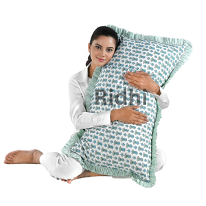 Lot de 20x36 Housses de Coussin en Coton à Volants Motif Floral Style Western Bleu Aigue-marine Amovibles Lavables pour Canapé et Lit - Product Image 1