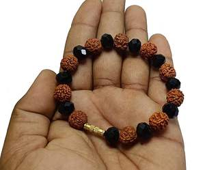 Bracelet en cristal Obsidienne noire et Rudhraksha perles réglables 8mm pierre cristal pierres précieuses bijoux de mode hommes et femmes cadeau énergie - Product Image 3
