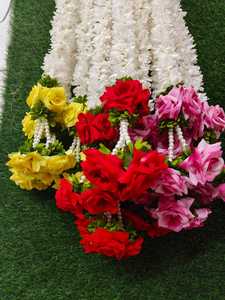 พวงมาลัยดอกมะลิดอกกุหลาบเป็นมิตรต่อสิ่งแวดล้อมพวงดอกไม้แขวนผนังตกแต่งงานแต่งงานมุสลิมอินเดียฉากหลังเวทีฮาดิ - Product Image 4