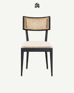 Silla de Comedor Contemporánea de Mimbre Tejido con Cojín Tapizado de Microfibra, Estructura de Madera de Teca Sólida, para Hotel, Restaurante, Cafetería, Villa, Hogar - Product Image 3