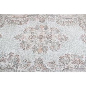 พรมตุรกีขนาดใหญ่ 6x9.2 ฟุต สีขาวเทา ลายวินเทจ ขอบตกแต่งด้วยผ้าขนสัตว์ - Product Image 5