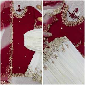 Ensemble de 3 pièces élégant Salwar Kameez avec broderie et design réversible pour les occasions de fête - Product Image 2