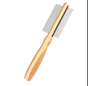 หวีแต่งขนสัตว์เลี้ยงแบบสองด้านด้ามจับทำจากไม้สำหรับสุนัขแมว - Product Image 1