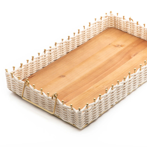 Plateau en rotin en osier de bambou naturel de haute qualité plateau de service forme rectangulaire pour ustensiles de cuisine accessoires pour la maison et décor artisanat - Product Image 6