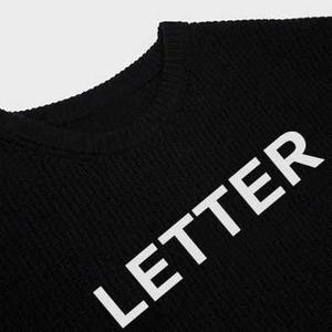 Logo personnalisé tricot fabricant automne hiver hommes broderie pull mode hommes noir pull chandails tricotés pour homme - Product Image 2