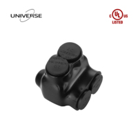   Connecteur de câblage isolé noir à 2 ports, raccord mécanique à double entrée pour fils en cuivre et aluminium de 6-2/0 AWG, pour l'Amérique du Nord