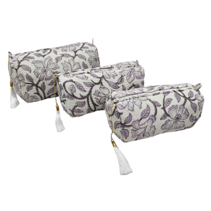 Ensemble de trousse de toilette matelassée à fleurs lavande-Serene & Artistic - Product Image 1