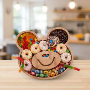 Plateau de service en bois motif ours en peluche très demandé, écologique, décoratif, polyvalent, idéal pour les cadeaux et la présentation des aliments, disponible à la vente - Product Image 1