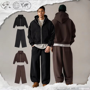 Ensemble de survêtement décontracté pour homme, automne-hiver, de haute qualité, pantalon à cordon de serrage, coupe régulière, taille plus, uni, sportif - Product Image 2