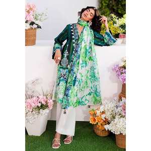 Traje de jardín de 3 piezas sin coser con estampado digital verde para mujer - Product Image 2