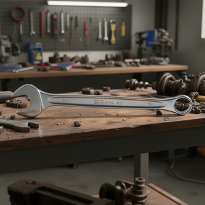 Chiave Combinata Cromata con Estremità Aperta e Anello Piegato - Product Image 3